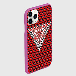 Чехол iPhone 11 Pro матовый Красные и чёрные треугольники, цвет: 3D-фиолетовый — фото 2