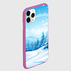 Чехол iPhone 11 Pro матовый Снежный лес, цвет: 3D-фиолетовый — фото 2
