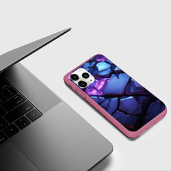Чехол iPhone 11 Pro матовый Фиолетовые неоновые плиты, цвет: 3D-малиновый — фото 2