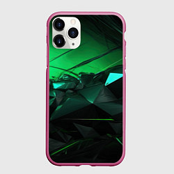 Чехол iPhone 11 Pro матовый Зеленая абстракция зеленая геометрическая, цвет: 3D-малиновый