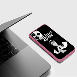 Чехол iPhone 11 Pro матовый Techno храм монашка смотрит в небо, цвет: 3D-малиновый — фото 2