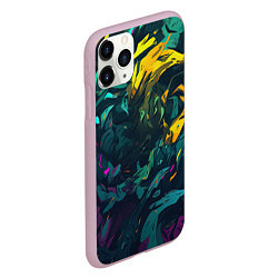 Чехол iPhone 11 Pro матовый Абстрактный камуфляж в кислотных абстрактных пятна, цвет: 3D-розовый — фото 2