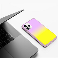 Чехол iPhone 11 Pro матовый Бледно-розовый и ярко-желтый градиент, цвет: 3D-розовый — фото 2