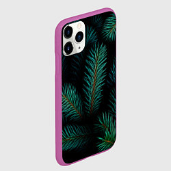 Чехол iPhone 11 Pro матовый Хвоя - паттерн, цвет: 3D-фиолетовый — фото 2