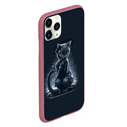 Чехол iPhone 11 Pro матовый Sweet cat - cyberpunk, цвет: 3D-малиновый — фото 2