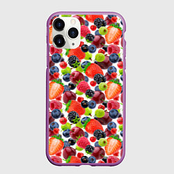 Чехол iPhone 11 Pro матовый Разные ягоды, цвет: 3D-фиолетовый