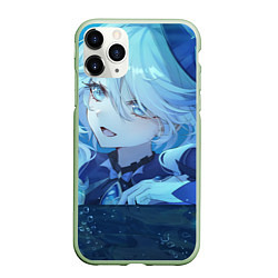 Чехол iPhone 11 Pro матовый Genshin Impact Furina happy, цвет: 3D-салатовый