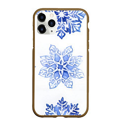 Чехол iPhone 11 Pro матовый Снежинки в ряд