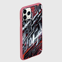 Чехол iPhone 11 Pro матовый Агрессивный металл красный, цвет: 3D-малиновый — фото 2