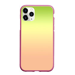 Чехол iPhone 11 Pro матовый Персиково-салатный градиент, цвет: 3D-малиновый