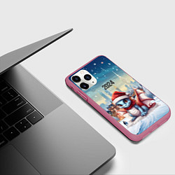 Чехол iPhone 11 Pro матовый Новый год 2024 дракон, цвет: 3D-малиновый — фото 2