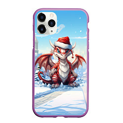 Чехол iPhone 11 Pro матовый Новый год 2024 дракон, цвет: 3D-фиолетовый