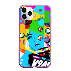 Чехол iPhone 11 Pro матовый Girls face - pop art, цвет: 3D-фиолетовый