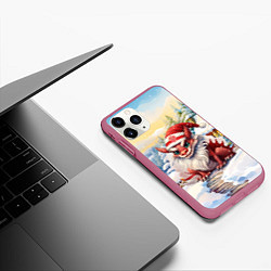 Чехол iPhone 11 Pro матовый Милый маленький новогодний дракон 2024 года, цвет: 3D-малиновый — фото 2