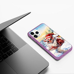 Чехол iPhone 11 Pro матовый Милый маленький новогодний дракон 2024 года, цвет: 3D-фиолетовый — фото 2