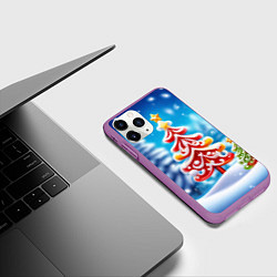 Чехол iPhone 11 Pro матовый Сказочные ёлки, цвет: 3D-фиолетовый — фото 2