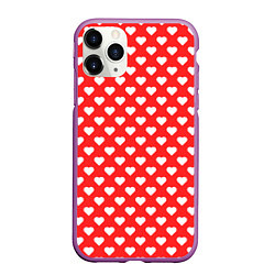 Чехол iPhone 11 Pro матовый Сердечный фон, цвет: 3D-фиолетовый