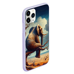 Чехол iPhone 11 Pro матовый Слон сидит на ветке дерева в пустыне, цвет: 3D-светло-сиреневый — фото 2