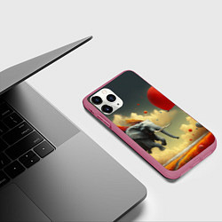 Чехол iPhone 11 Pro матовый Сюрреалистичный слон летит за шариком, цвет: 3D-малиновый — фото 2