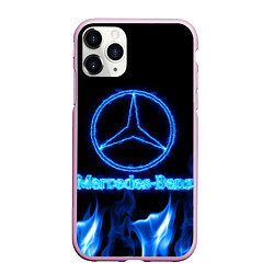 Чехол iPhone 11 Pro матовый Mercedes-benz blue neon