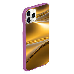 Чехол iPhone 11 Pro матовый Золотые волны металла, цвет: 3D-фиолетовый — фото 2