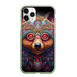 Чехол iPhone 11 Pro матовый Фэнтази медведь, цвет: 3D-салатовый