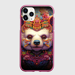 Чехол iPhone 11 Pro матовый Медведь мифический, цвет: 3D-малиновый