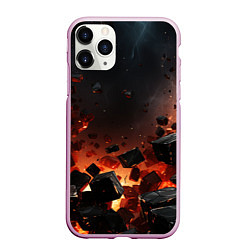 Чехол iPhone 11 Pro матовый Взрыв плит и огонь, цвет: 3D-розовый