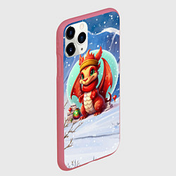 Чехол iPhone 11 Pro матовый Заснеженный дракон 2024, цвет: 3D-малиновый — фото 2