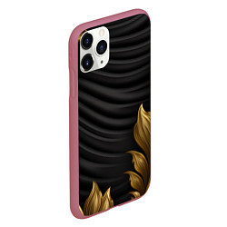 Чехол iPhone 11 Pro матовый Узоры золотые на черном фоне, цвет: 3D-малиновый — фото 2