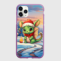 Чехол iPhone 11 Pro матовый Милый маленький дракон новогодний 2024 года, цвет: 3D-фиолетовый