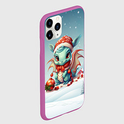 Чехол iPhone 11 Pro матовый Милый маленький синий дракон новогодний 2024 года, цвет: 3D-фиолетовый — фото 2