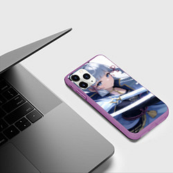 Чехол iPhone 11 Pro матовый Genshin Impact Ayaka Камисато, цвет: 3D-фиолетовый — фото 2