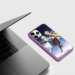 Чехол iPhone 11 Pro матовый Genshin Impact Aether Lumine, цвет: 3D-фиолетовый — фото 2