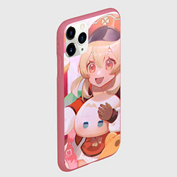 Чехол iPhone 11 Pro матовый Genshin Impact Кли happy, цвет: 3D-малиновый — фото 2