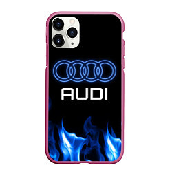 Чехол iPhone 11 Pro матовый Audi neon art, цвет: 3D-малиновый