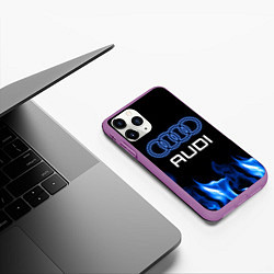 Чехол iPhone 11 Pro матовый Audi neon art, цвет: 3D-фиолетовый — фото 2