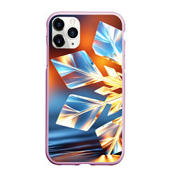 Чехол iPhone 11 Pro матовый Реалистичная снежинка на теплом фоне, цвет: 3D-розовый