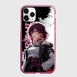 Чехол iPhone 11 Pro матовый Кафка из хонкай, цвет: 3D-малиновый