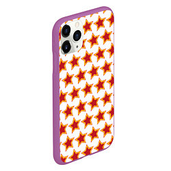 Чехол iPhone 11 Pro матовый Красные звезды с контуром, цвет: 3D-фиолетовый — фото 2