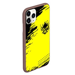 Чехол iPhone 11 Pro матовый Cyberpunk 2077 краски на чёрном, цвет: 3D-коричневый — фото 2