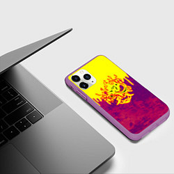 Чехол iPhone 11 Pro матовый Cyberpunk огненное лого самурая, цвет: 3D-фиолетовый — фото 2