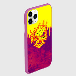 Чехол iPhone 11 Pro матовый Cyberpunk огненное лого самурая, цвет: 3D-фиолетовый — фото 2
