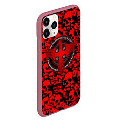 Чехол iPhone 11 Pro матовый Thirty Seconds to Mars skull pattern, цвет: 3D-малиновый — фото 2