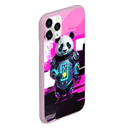 Чехол iPhone 11 Pro матовый Funny panda - cyberpunk, цвет: 3D-розовый — фото 2