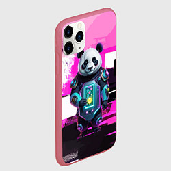 Чехол iPhone 11 Pro матовый Funny panda - cyberpunk, цвет: 3D-малиновый — фото 2