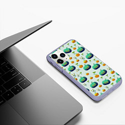 Чехол iPhone 11 Pro матовый Тыква веточки и листья, цвет: 3D-светло-сиреневый — фото 2