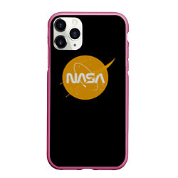 Чехол iPhone 11 Pro матовый NASA yellow logo, цвет: 3D-малиновый