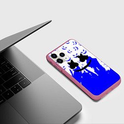 Чехол iPhone 11 Pro матовый Marshmello dj blue pattern music band, цвет: 3D-малиновый — фото 2