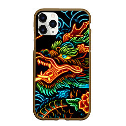 Чехол iPhone 11 Pro матовый Japanese neon dragon - irezumi, цвет: 3D-коричневый